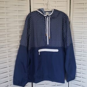 Bonobos blue and white dots lightweight 1/2 zip hoodie jacket 100% polyester XL